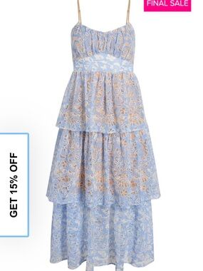 Likely Blue and Beige Floral Tiered Maxi Dress